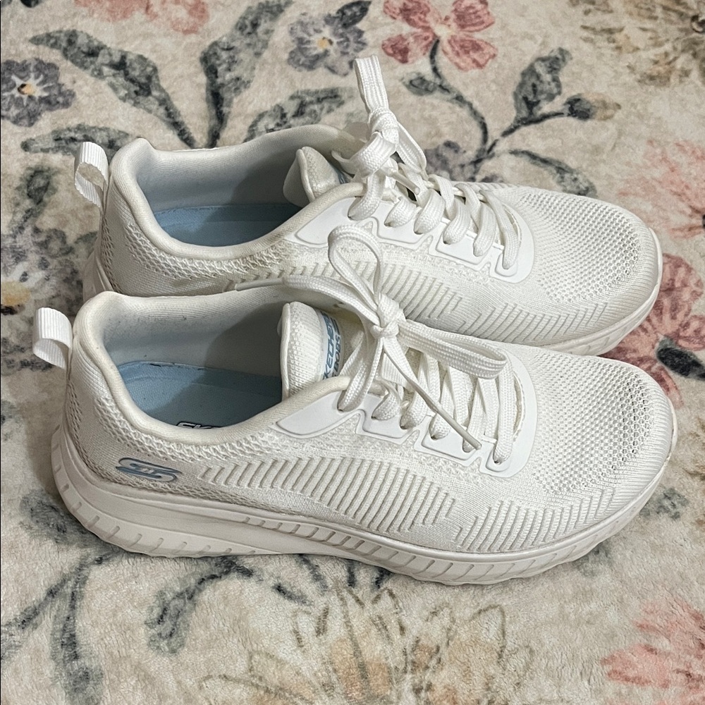 Skechers White Knit Sneakers